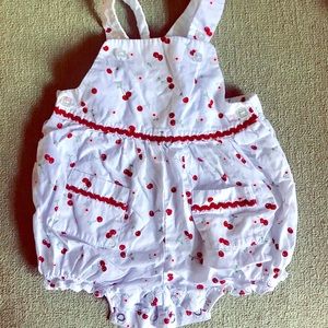 Infant summer cherry pattern overalls